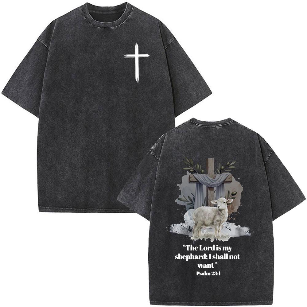 Faith in Fear Bible Washing T-shirt Men's Fashion Retro Oversized T-shirt Harajuku T-shirt