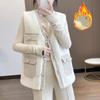 Plush Vest Female Fall and Winter Comfortable Soft Warm Sleeveless Top V-neck Buttons Loose Cardigan Vest