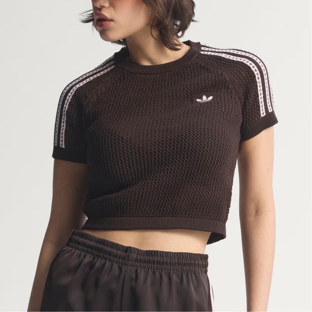 adidas Женская полосатая футболка с коротким рукавом, облегающая, с круглым вырезом, топ KC6480