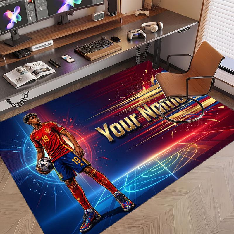 Custom Rug Lamine Yamal Pattern Print Name Text Soft Non‑Slip Floor Carpet for Home Indoor Decoration