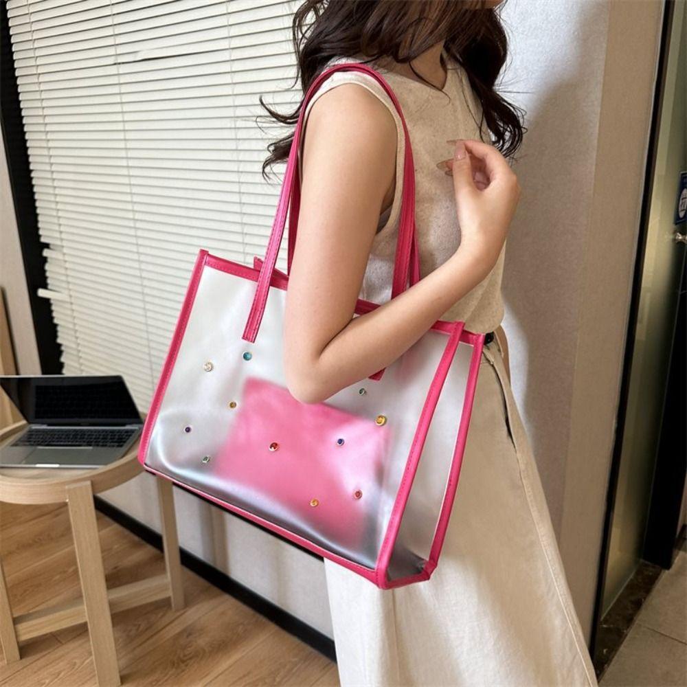 2pcs/set Beach Jelly Shoulder Bag Waterproof Shopping Bag Casual Transparent Totes Bag  Outdoor