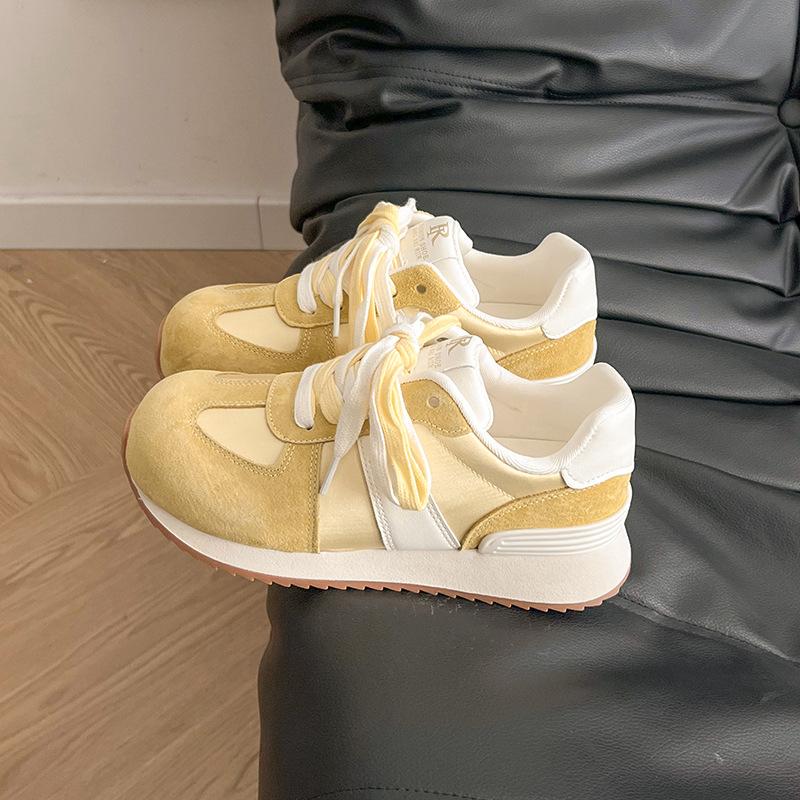 Уродливо-милые ретро цветовые сочетания немецкие тренировочные туфли женские 2025 новые на толстой подошве легкие с круглым носком на шнуровке спортивные и для отдыха обувь Форреста Гампа