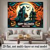 Party Backdrop Halloween Flat Banners Spooky Grim Reaper Haunted House Pumpkins Event Photo Background Front Door Decor