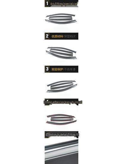 19 A6L Rain Deflectors with Plastic Bright Strips - Trim Decoration Stickers for Exterior.