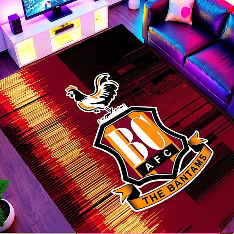 Bradford City AFC Print Rug, Washable Floor Carpet, For Entryway Dorm Laundry Room Office Study, Home Decor Birthday Christmas Gift