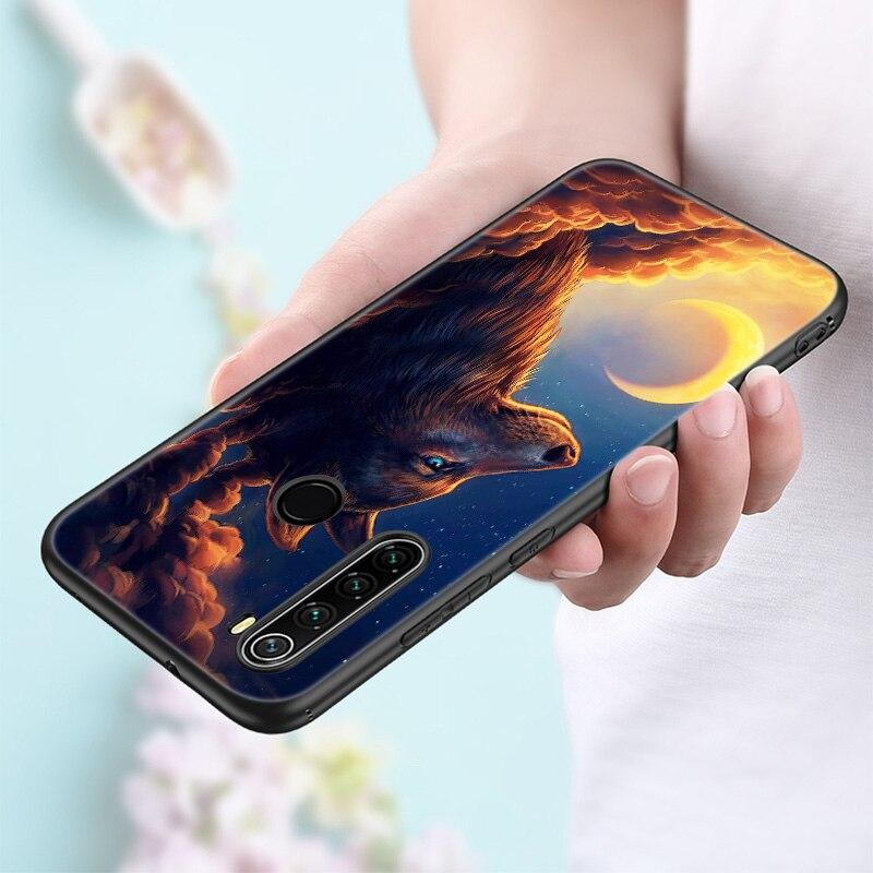 Силиконовый чехол для телефона с рисунком волка для Xiaomi Redmi Note 11 10 9 8 Pro 11T 10T 10S 9S 8T 9 9A 9C 9T, черный мягкий чехол