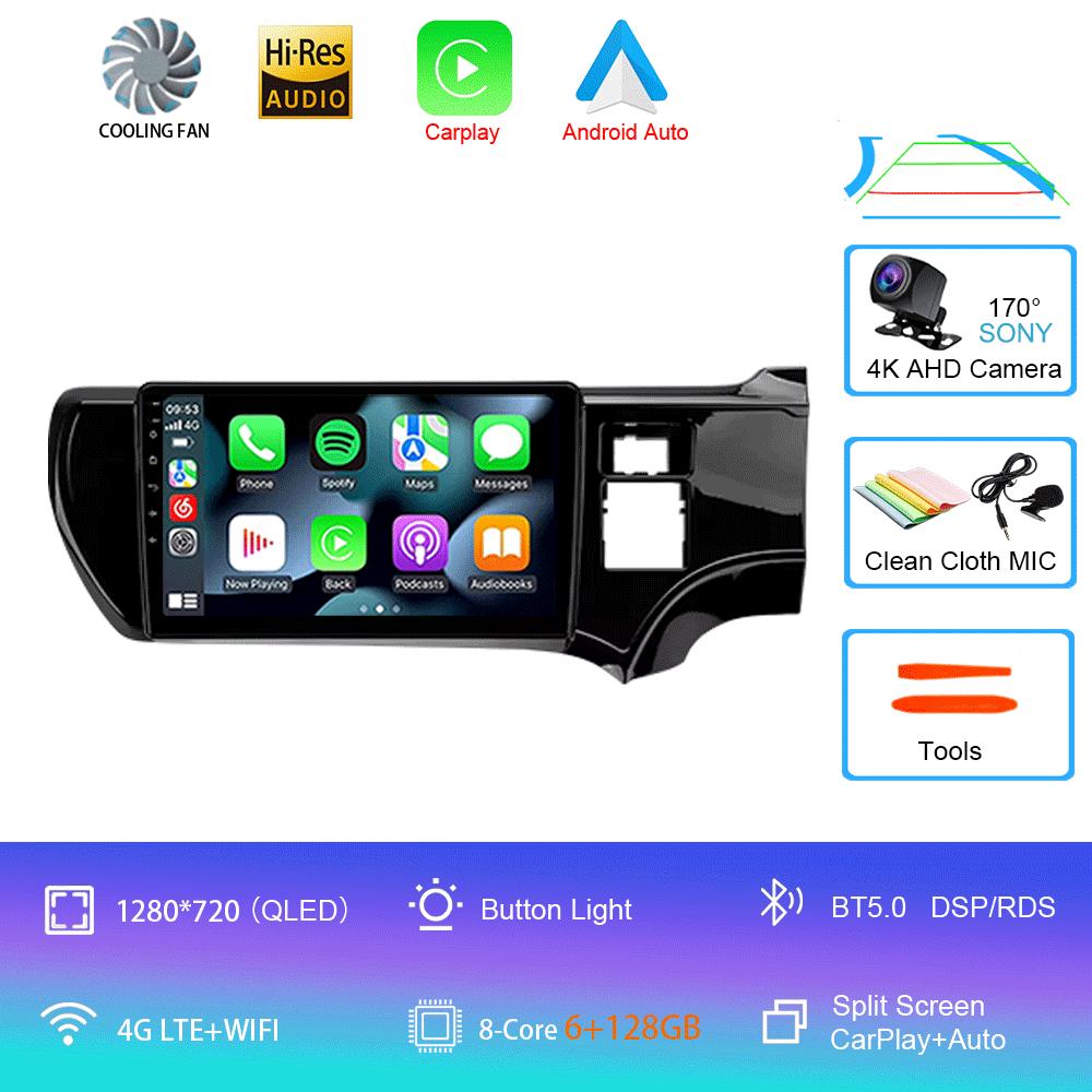 Автомобильное радио Android 14 Carplay Auto WIFI+4G мультимедийный проигрыватель для Toyota Aqua LHD RHD 2011 - 2017 Автомагнитола Стерео 2din Головное устройство