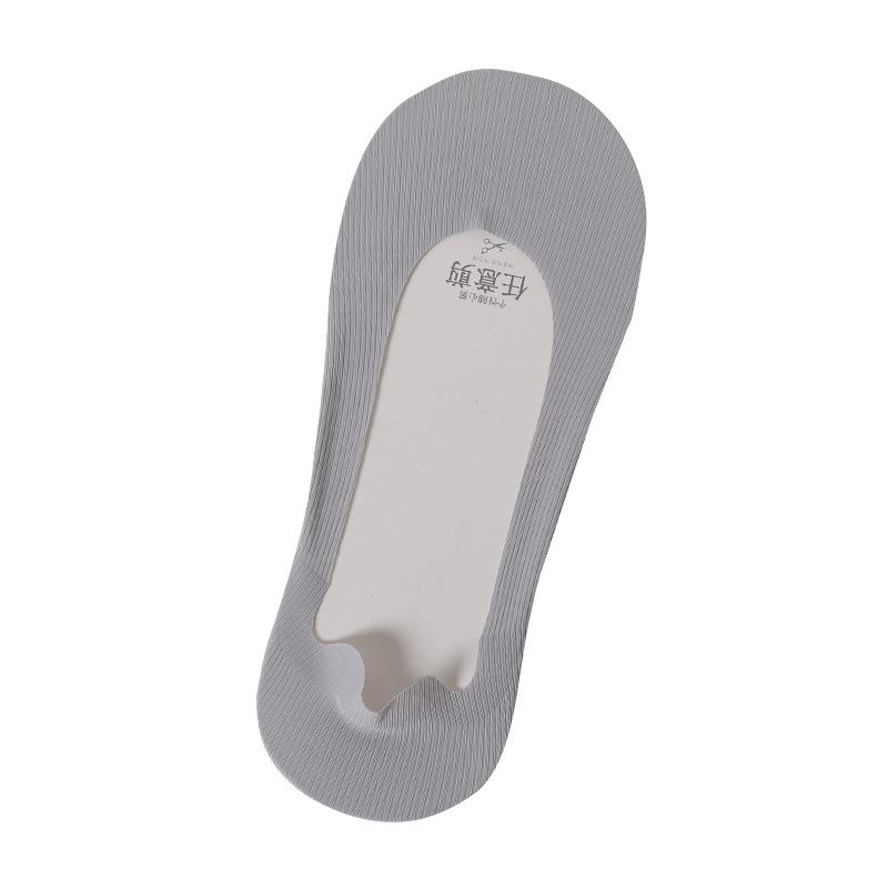Женские нескользящие невидимые носки-лодочки из ледяного шелка - Низкая посадка, Нескользящая пятка, Тонкие, Однотонные, Регулируемая длина