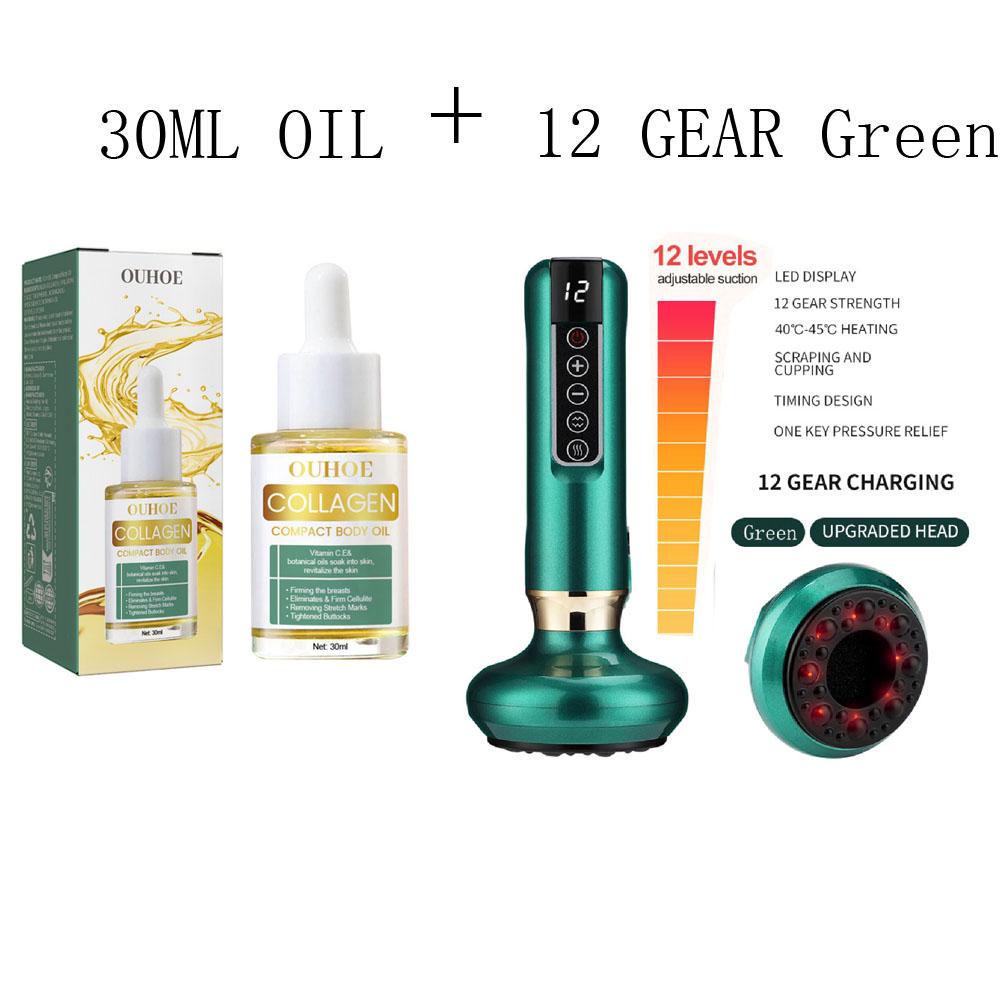 6/12 передач Электрический массажер для вакуумной терапии Вакуумная присоска Гуаша Антицеллюлитный Красота Здоровье Скребок Тепло Массаж для похудения тела