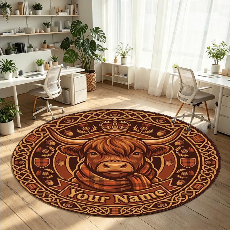 Mandala Ornament (603) Theme Round Crystal Velvet Rug Custom Name Text Personalized Floor Mat Home Decor Non Slip Crystal Carpet