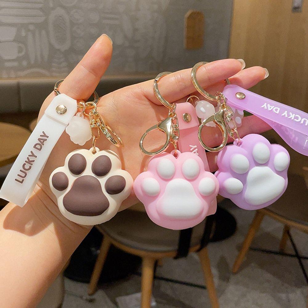 Школьный рюкзак с подвеской для детей, кошачья лапа, пряжка для ключей, мультяшные животные, корейский стиль, брелоки, женский брелок