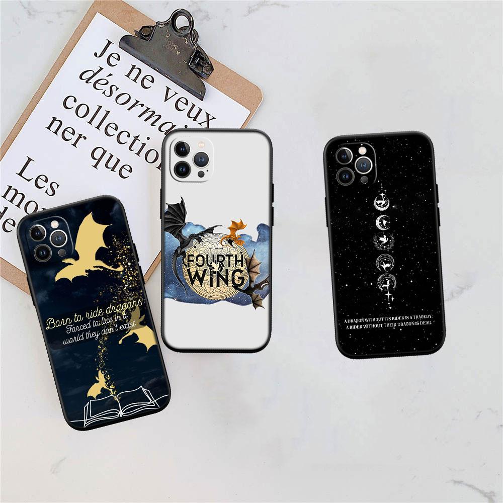 CJ56 Fourth wing dragons Soft Shell Phone Case for iPhone 16 15 14 13 12 Pro Max Plus Mini