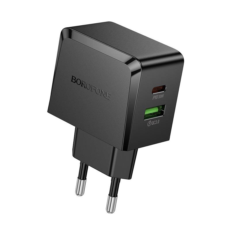 BOROFONE BAS61A Быстрое двойное зарядное устройство PD30W+QC3.0 Адаптер с вилкой EU
