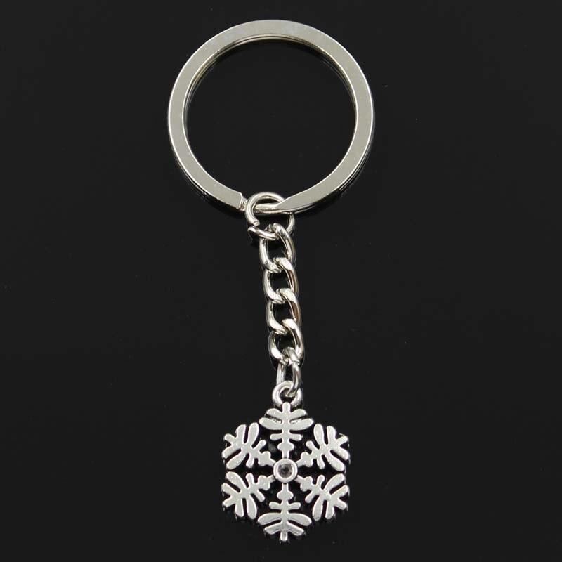 Fashion Snowflake Snow 20x23mm Pendant 30mm Key Ring Chain Bronze   Men Car Gift Souvenirs Keychain