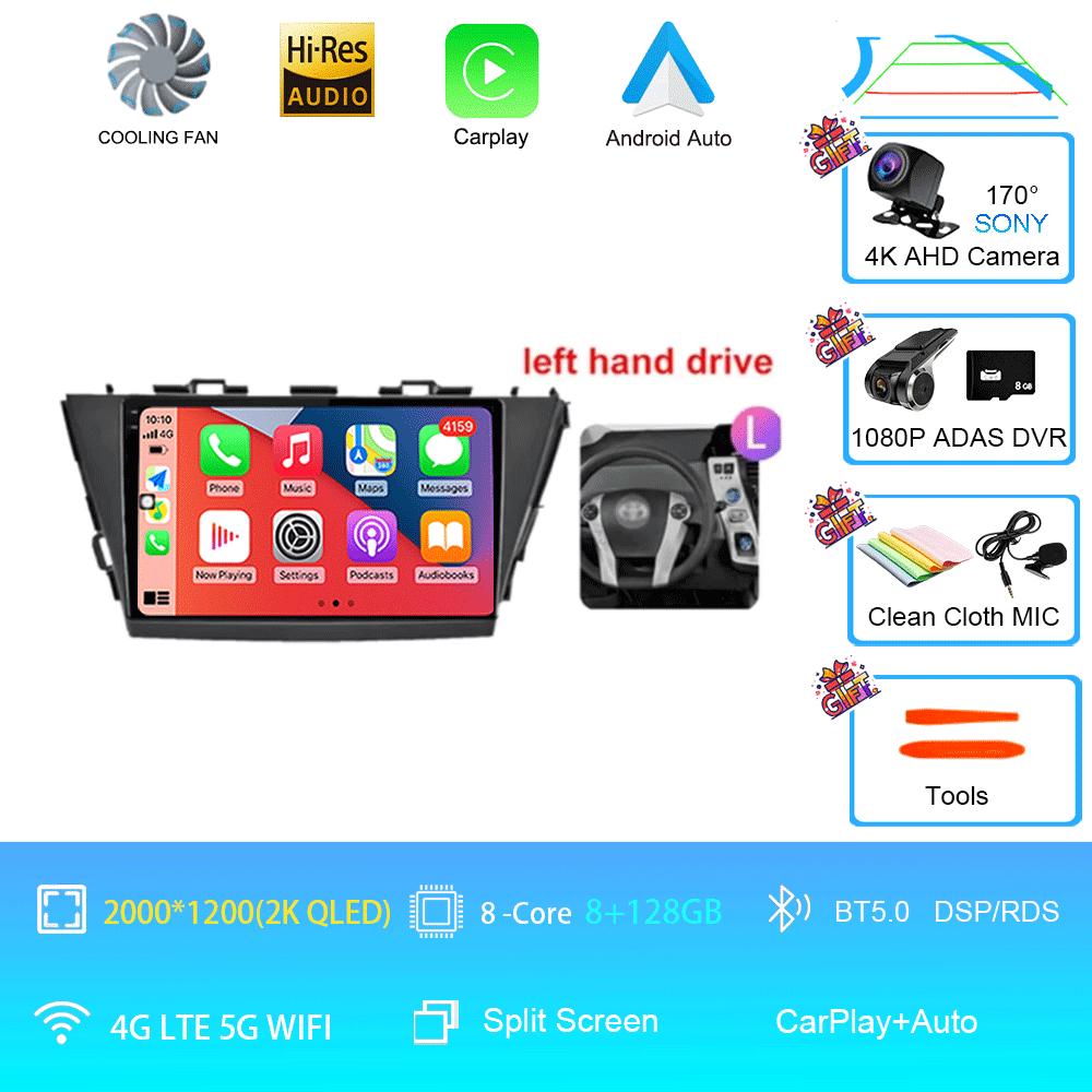 9-дюймовый Android 14 автомобильный радиоприемник для Toyota Prius V Plus Alpha 2012 2013 2014 2015 стереоплеер GPS навигация Carplay Auto LHD RHD DVD