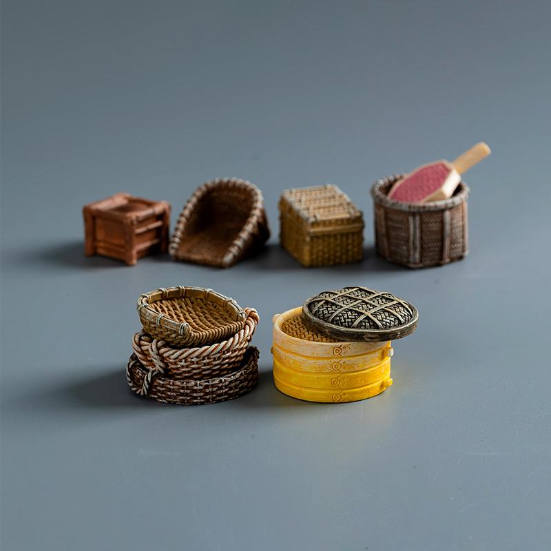 3 шт./компл. кукольный домик миниатюрная смоляная плетеная корзина для хранения продуктов корзина для пикника мебель модель для кукольного домика аксессуары украшения