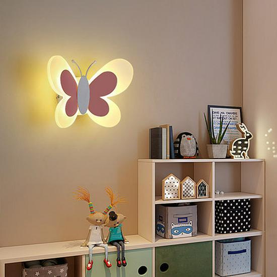 Nordic Creative Butterfly LED Wall Light for Children's Room - Modern Bedroom Bedside or Background Lighting