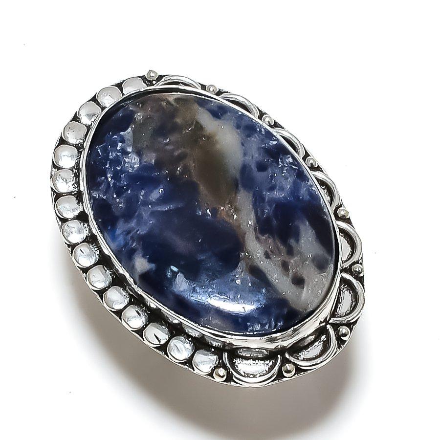 Sodalite Gemstone Handmade 925 Sterling Silver Gift Jewelry Ring Size 8 T7L38