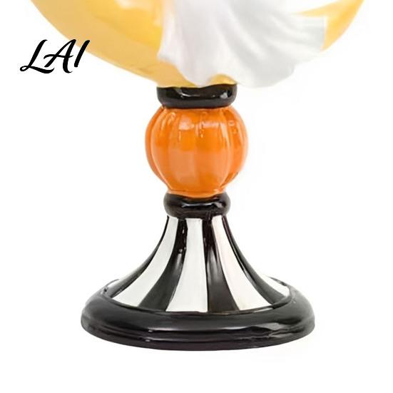 Halloween Gift for Friends Ghost And Moon Resin Ornaments Cute Spooky Tabletop Figurine Desktop Decorations Statue with Pumpkin Elements Home Office