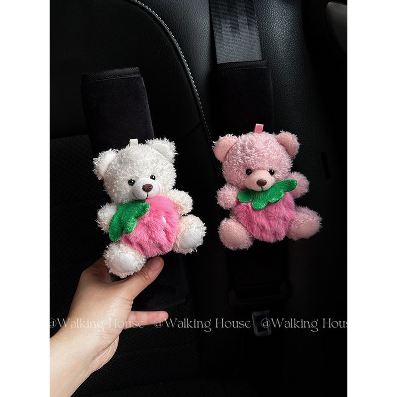 Car seat belt shoulder pad cute Fancy strawberry Bear Stuffed car interior decorations ornaments gift