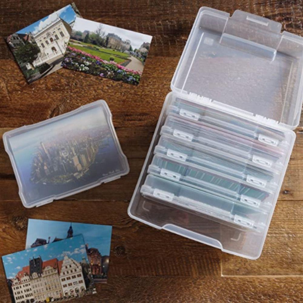 with 6 Inner Photo Cases Photo Storage Boxes Transparent Greeting Card Storage Box Office Supplies