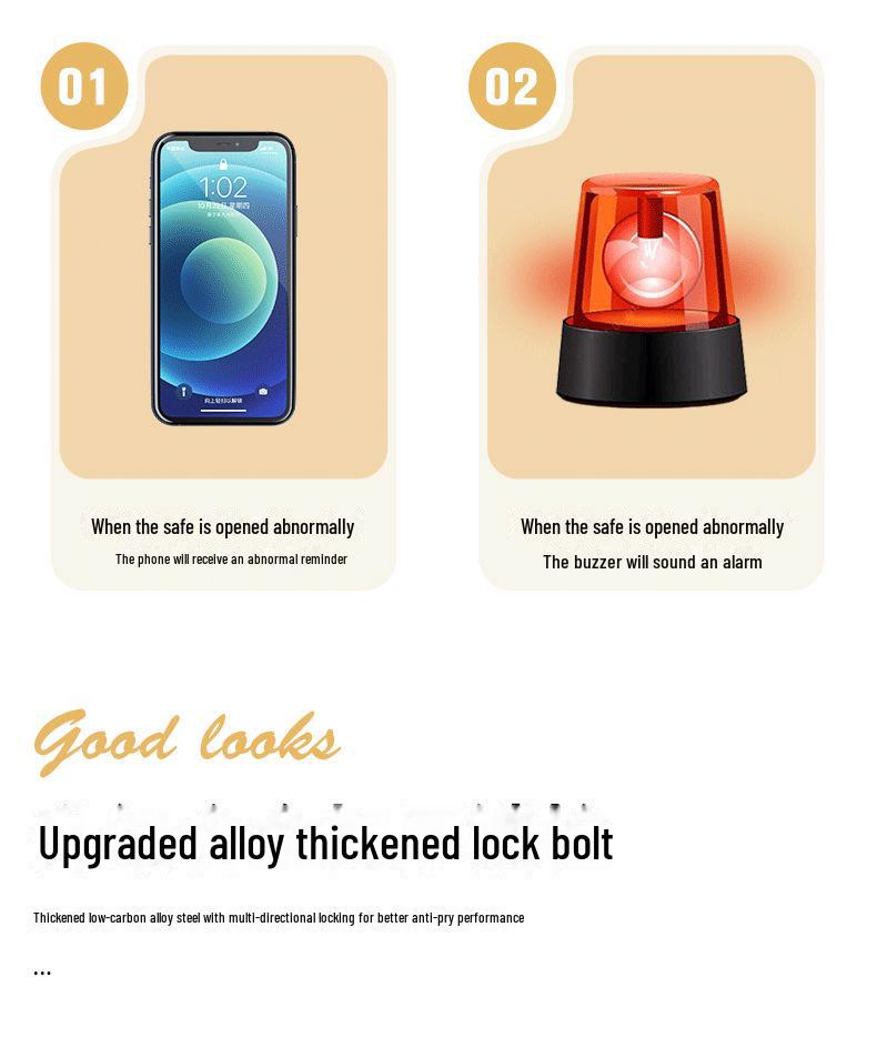 Tiger Brand All-Steel Fingerprint Safe for Home/Office - Anti-Theft Small Safe Deposit Box