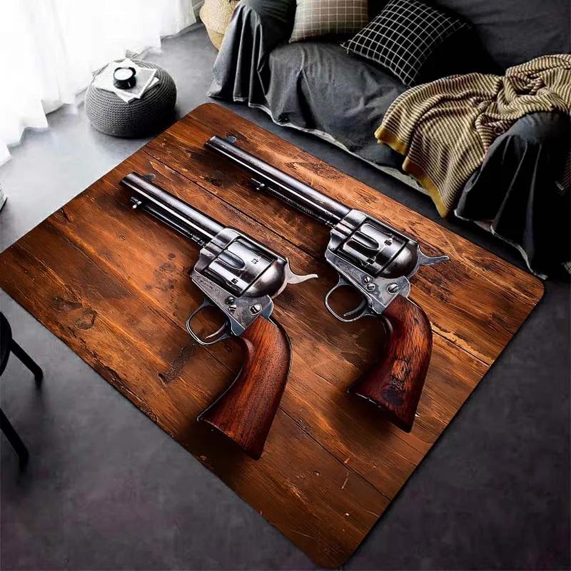 Ковер с рисунком револьвера для гостиной, игровые коврики, мягкий напольный ковер, мультяшные коврики, коврик для ванной, коврик для йоги, домашний декор