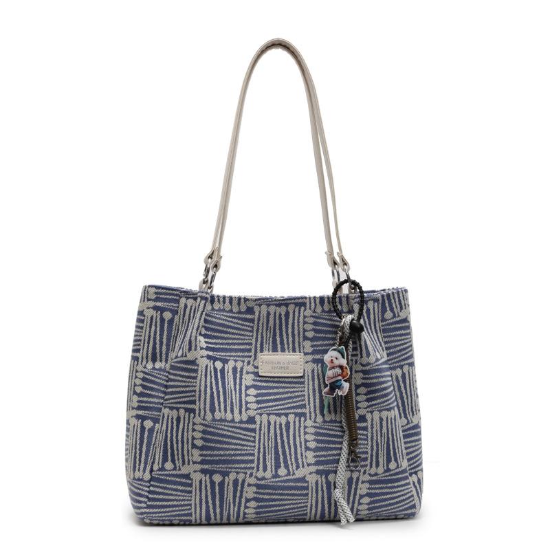 Студенческая сумка-тоут большой вместимости для поездок на занятия 2025 новая модная сумка через плечо повседневная полосатая сумка под мышкой женская