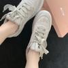 ~ New Summer Versatile Thick-soled Casual Lace-up Leather Shallow Mouth Dirty Little White Shoes Women