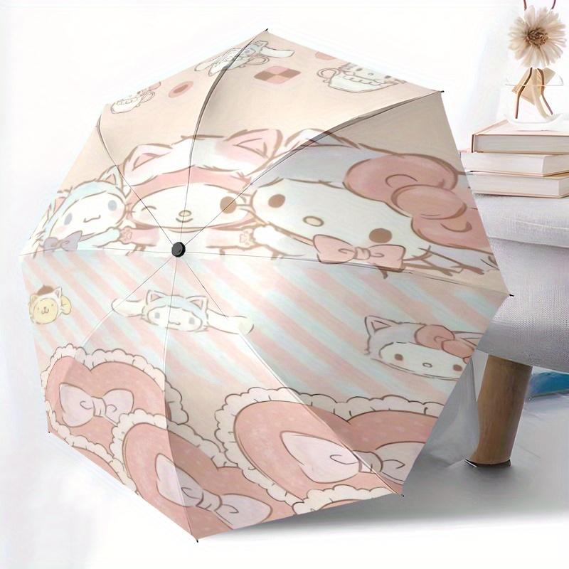 Good Friends Cinnamoroll My Melody HelloKitty Automatic 3-Fold Cartoon Umbrella Design, Cute Cartoon Pattern, Portable Outdoor Umbrella, Perfect, Holi