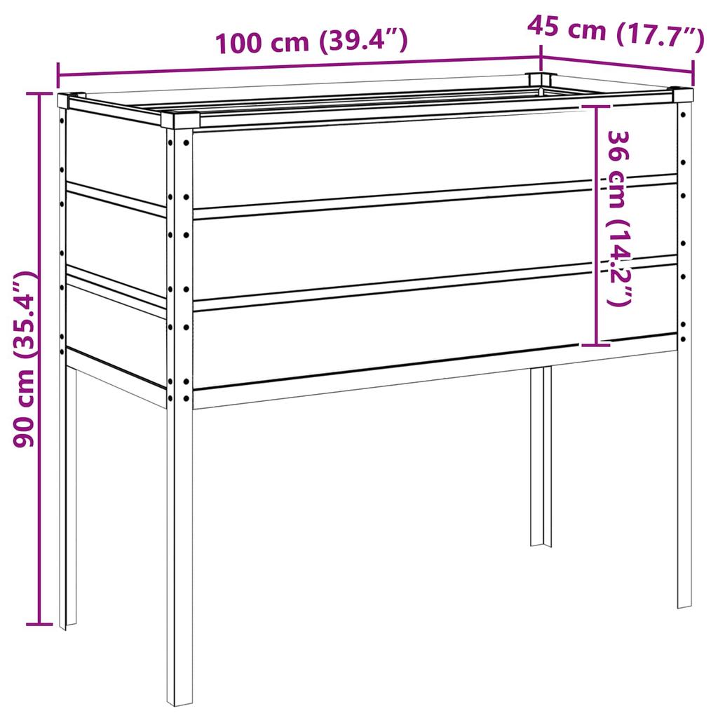 Ivory Plant Pot 100 x 45 x 90 cm Galvanized Steel