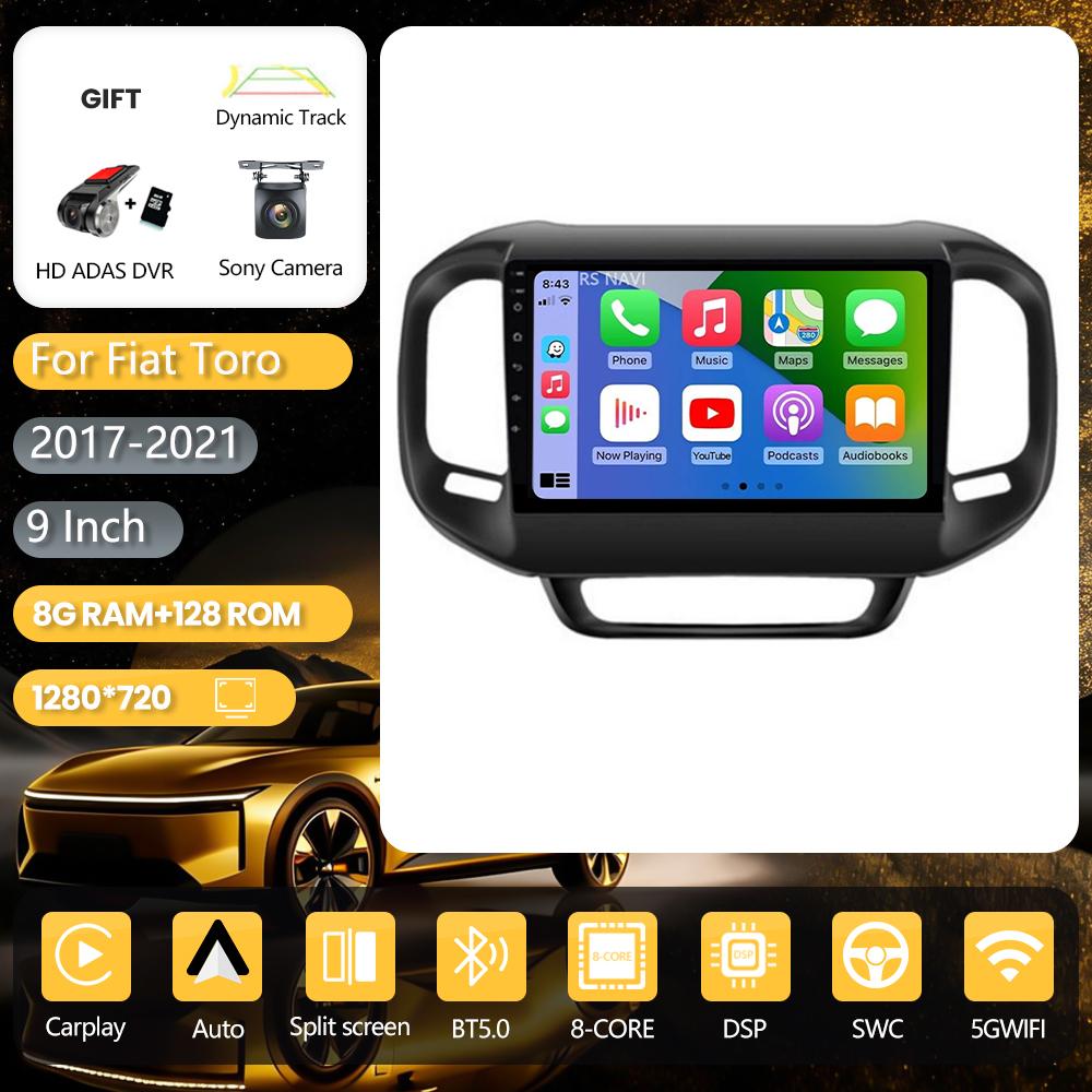Android 16 pour FIAT Toro 2017 - 2020 Carplay Auto Autoradio BT Lecteur multimédia GPS Écran QLED 2K Contrôle par application au volant