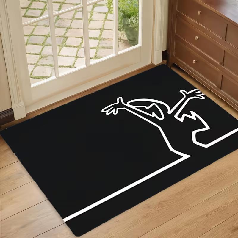 Minimalist Line Art Human Figure Carpet Front Door Mat Black White Abstract Sketch Welcome Rug for Indoor Entrance Home Decor