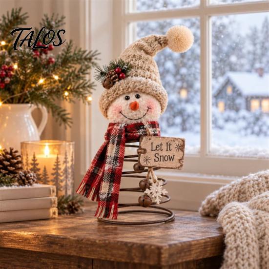 Tiered Tray Decor Snowman Christmas Tree Topper with Spring Base, 9.84 Inch Autumn Decorative Gifts Party Tabletop Ornament, Fall Harvest Decoration