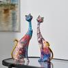 Nordic Art Oil Painting Cat Decoration Resin Abstract Ornaments Figurines Bedroom Desktop Porch Cat Sculpture Home Decor Gift