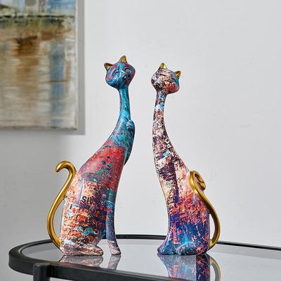 Скандинавское искусство, картина маслом, украшение для кошки, абстрактные украшения из смолы, статуэтки, настольная спальня, крыльцо, скульптура кошки, домашний декор, подарок