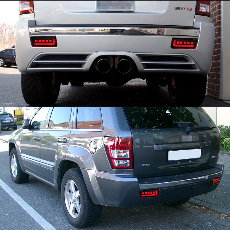 iJDM 3D Optic LED Bumper Reflector Lights for 2005-2010 Jeep Grand Cherokee,Tail/Brake Rear Fog Lamps and Turn Signal Light
