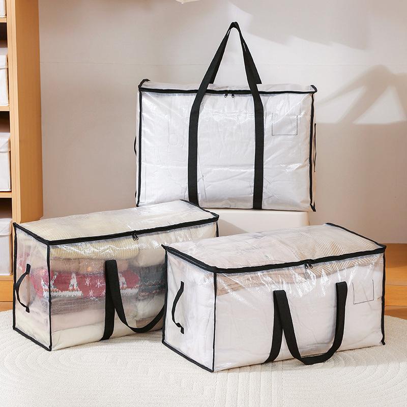 Transparent Storage Bag Large Capacity Blanket Toy Sundries Clothes Organizer Dust Proof and Moisture Moving Luggage Bags