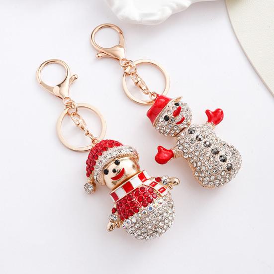 Брелок-подвеска Yousheng Сверкающие стразы Дизайн снеговика Металлическое кольцо для ключей Декоративный держатель для ключей Украшение для сумки друзей