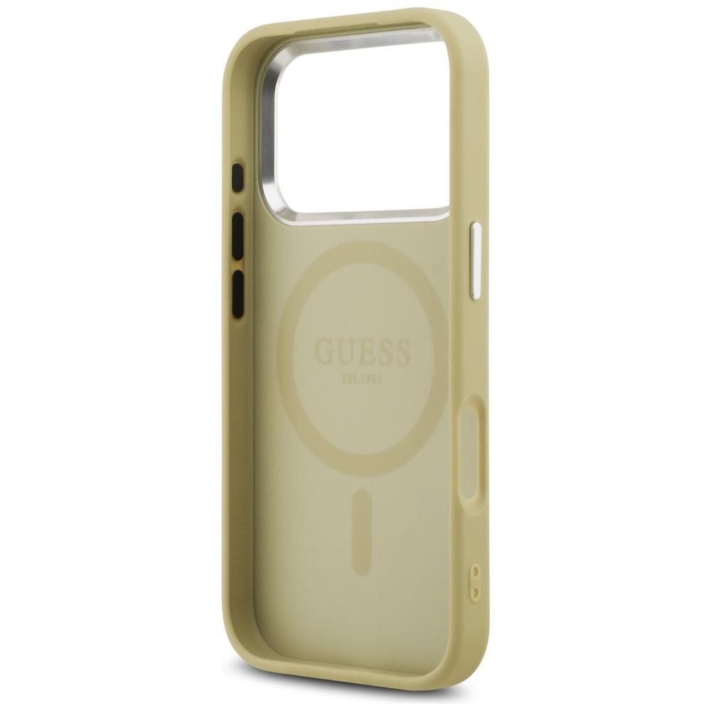 Guess Glitter Triangle Logo Magsafe Case For Iphone 17 Pro Gold Protection
