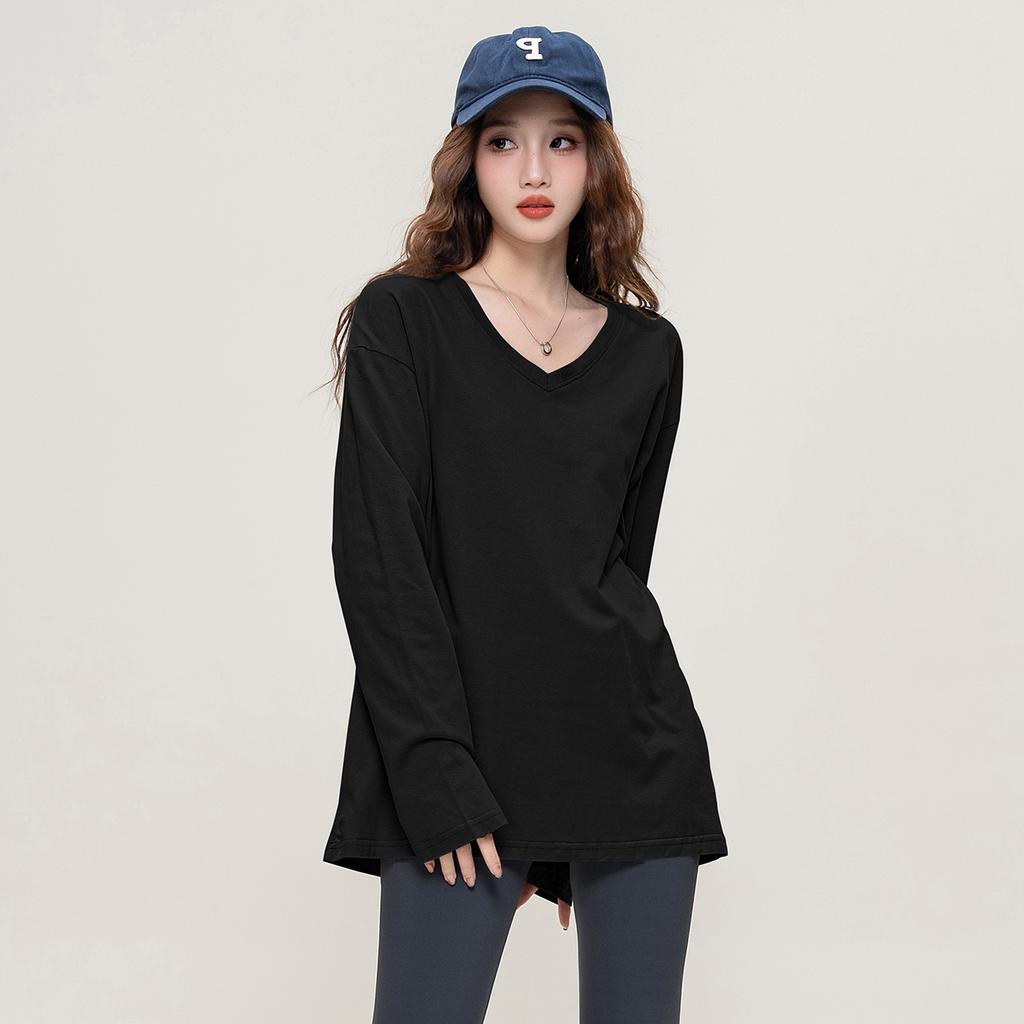 Loose Solid Color Long-Sleeved T-Shirt