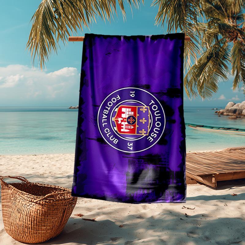 1PC Toul-ouse Crest Design Beach Towel - Soft, Absorbent Microfiber, Lightweight, Ideal for The Beach, Parties, Travel, Camping fan gifts