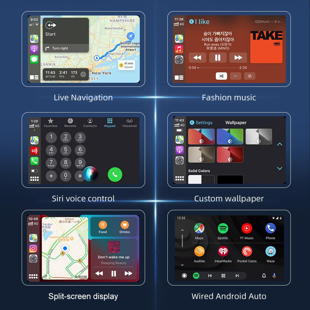 CarlinKit USB-донгл Android Auto Беспроводной адаптер CarPlay Для Android-автомобиля Поддержка Spotify Waze Карты Зеркалирование экрана телефона Автомагнитола