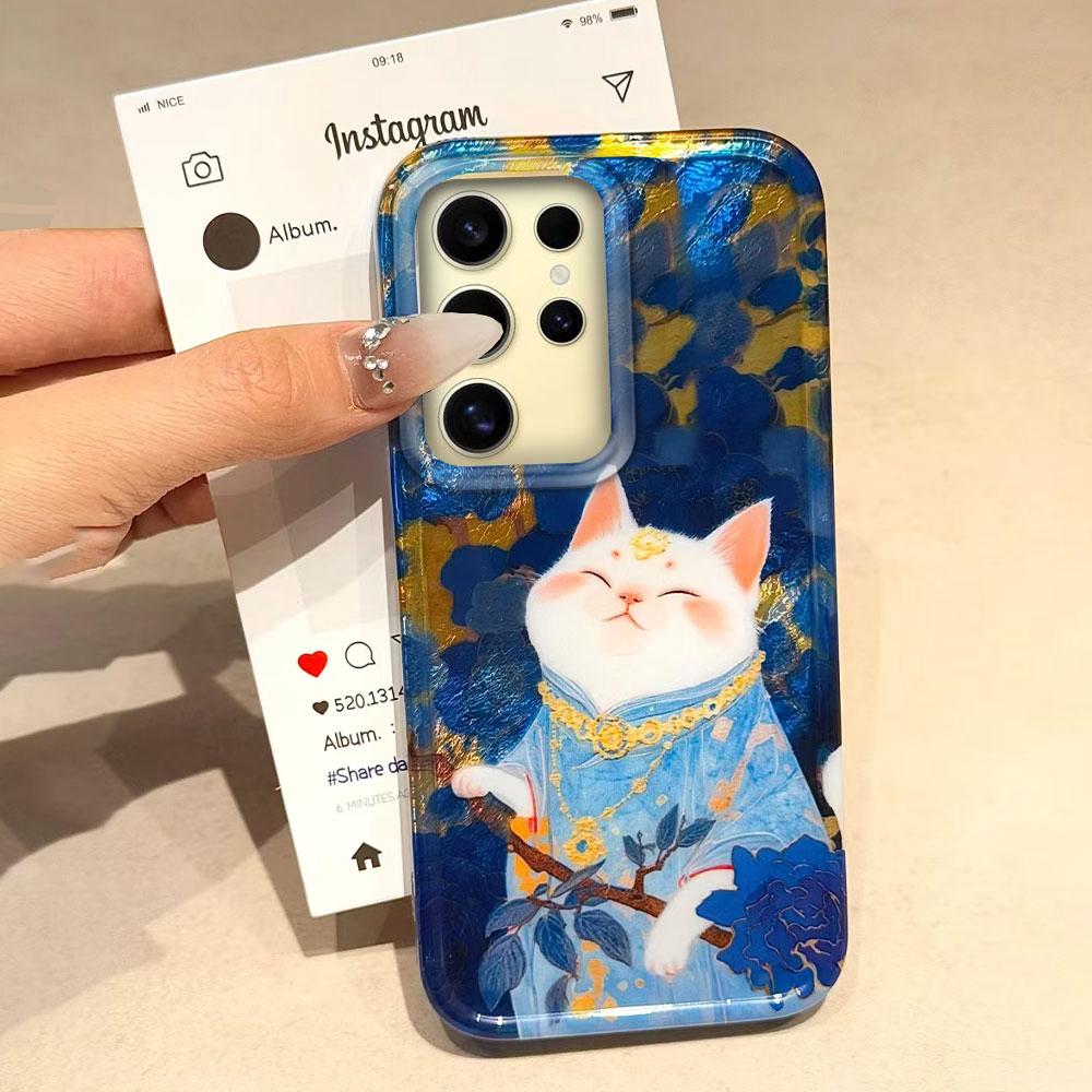 Чехол для телефона Lucky Cat Vortex Texture для женщин и девушек для Samsung Galaxy S25 Edge S24 S23 S22 S21 FE Plus Ultra Shell Задние сумки Чехол