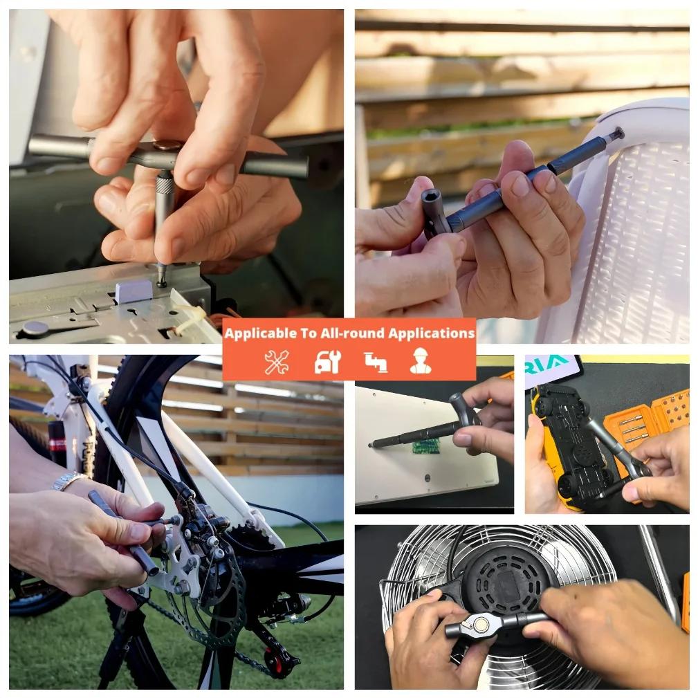 Магнитный набор отверток 42 в 1 Набор трещоточных отверток для DIY Набор сменных бит с отсоединяемой рукояткой-трещоткой для компьютера.