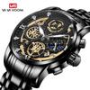 Men's Quartz Watch Wristwatch Luxury Sport Waterproof Male Fashion Skeleton Stopwatch Calendar Luminous Bracelet Quartz Watches