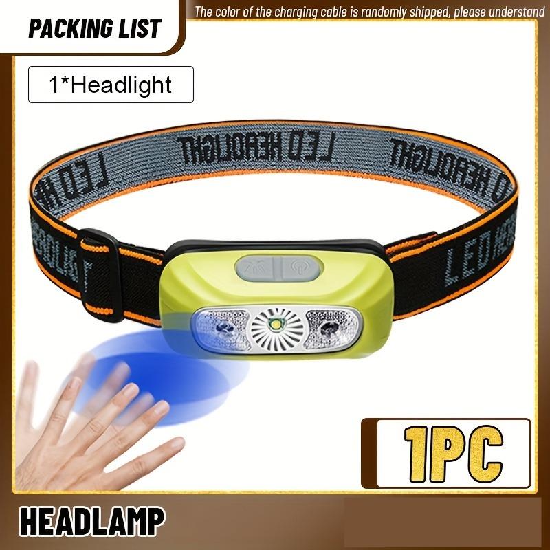 Спортивный налобный фонарь, перезаряжаемый через USB, налобный фонарь с ярким лучом, автоматический переключатель в 3 режимах, для кемпинга, рыбалки и аварийных ситуаций