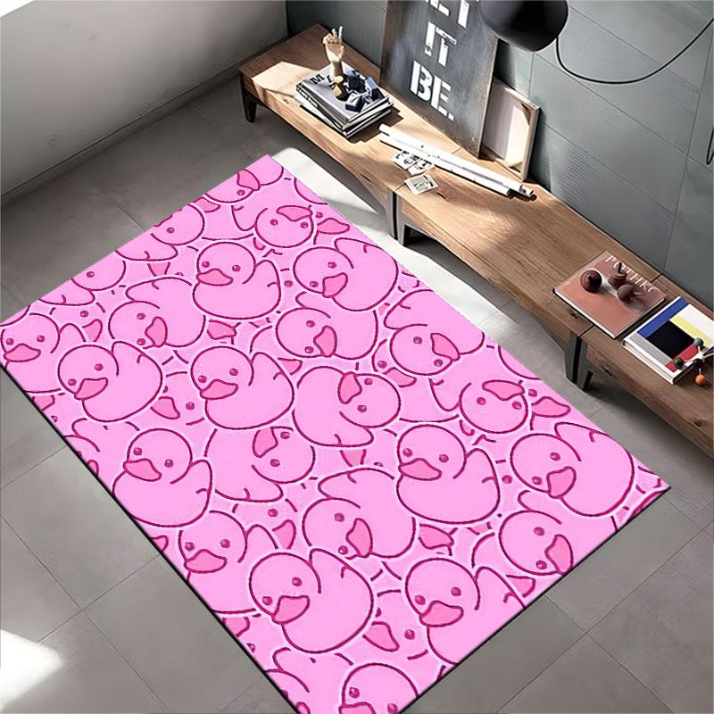 Pink Cartoon Duck Pattern Carpet suitable as a non-slip mat for the living room or bedroom sofa