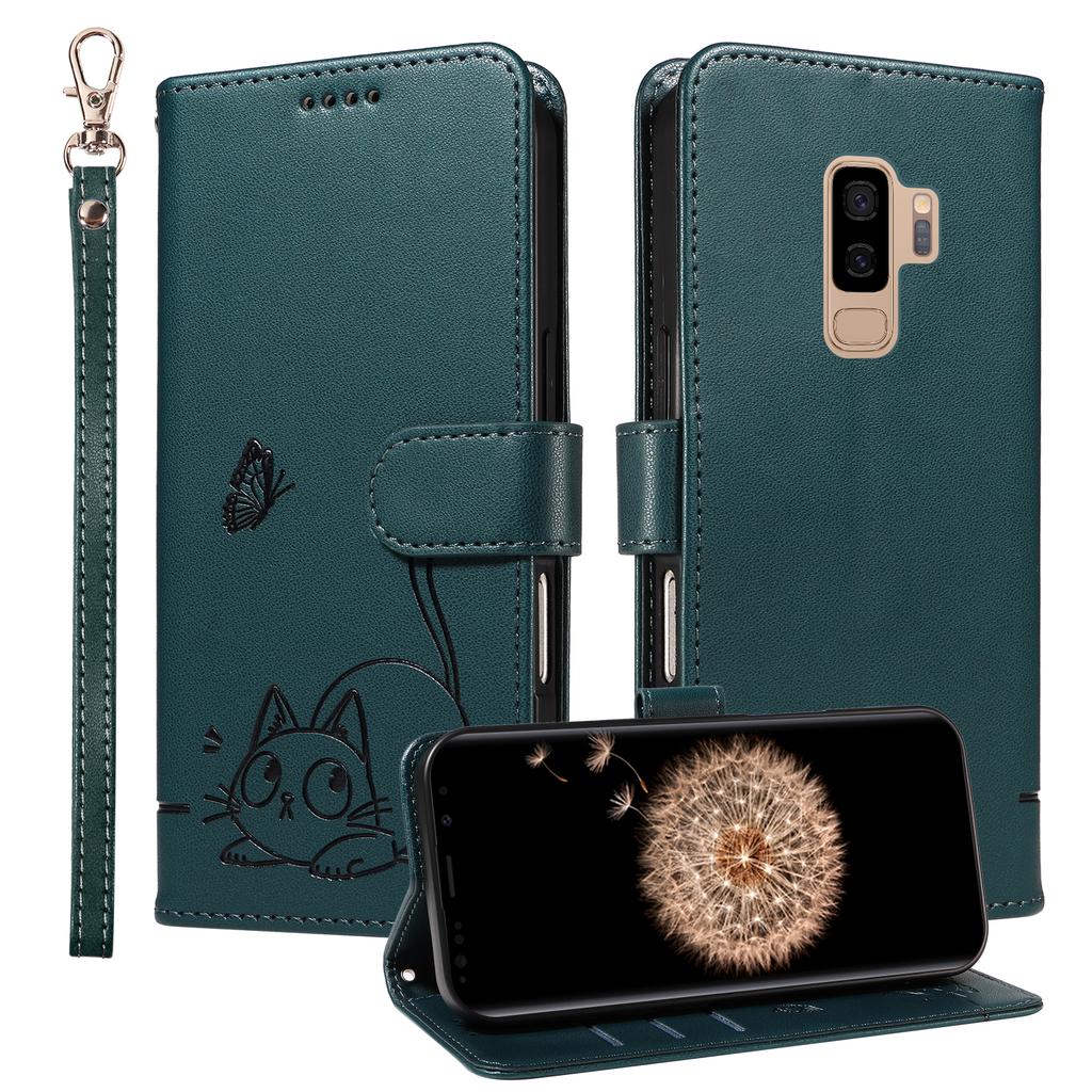 Magnetic Leather Wallet Flip Case for Samsung Galaxy S10 S10E S9 S8 S7 Edge Plus Note 8 9 10 | Cat & Butterfly Embossed Design