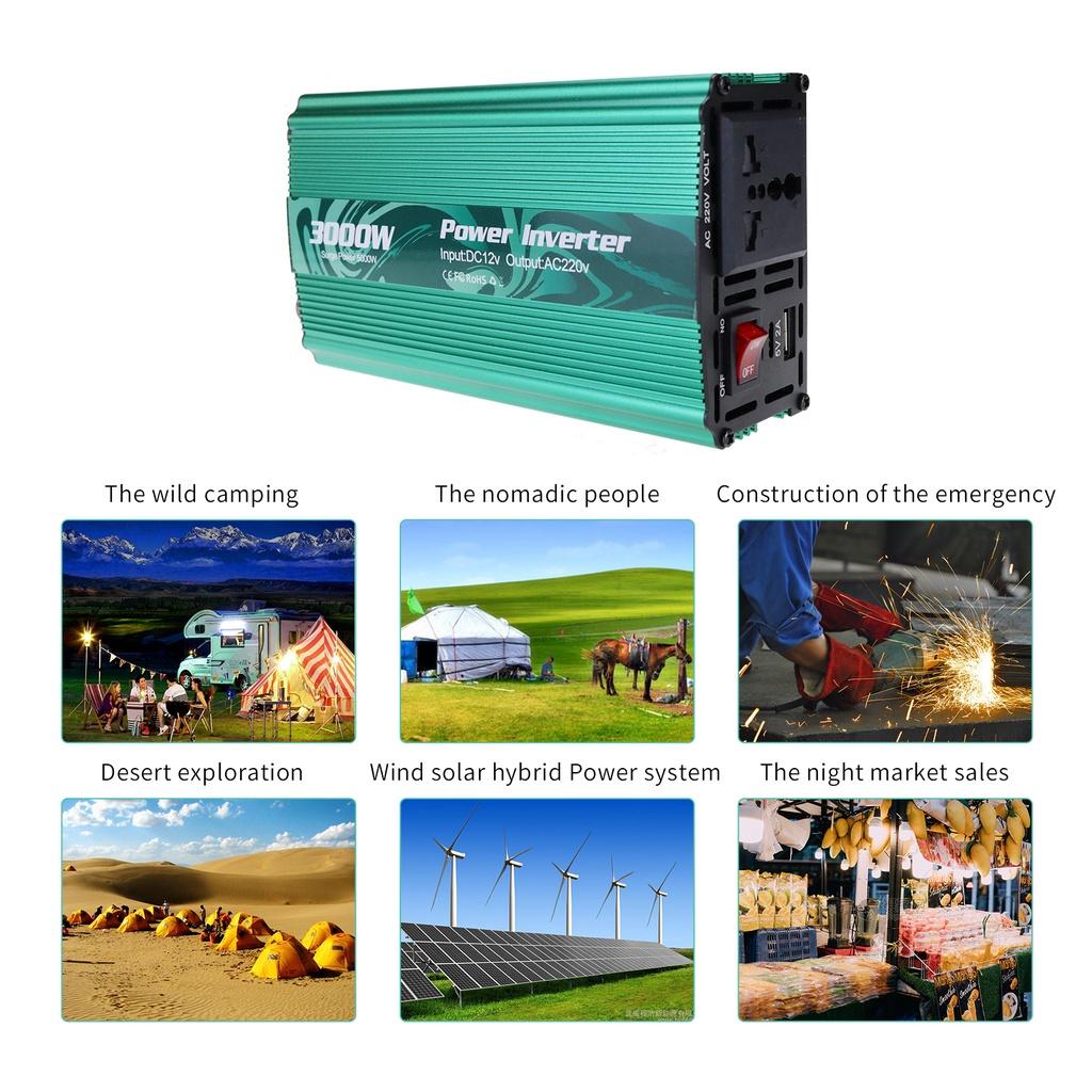 Преобразователь напряжения DC12V в AC220V с модифицированной синусоидой, инвертор, трансформатор, преобразователь мощности, солнечный адаптер, универсальный автомобильный инвертор 3000 Вт